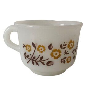 Dynaware PYR O REY Milk Glass Tea Punch Cup Brown Floral Replacement Vintage
